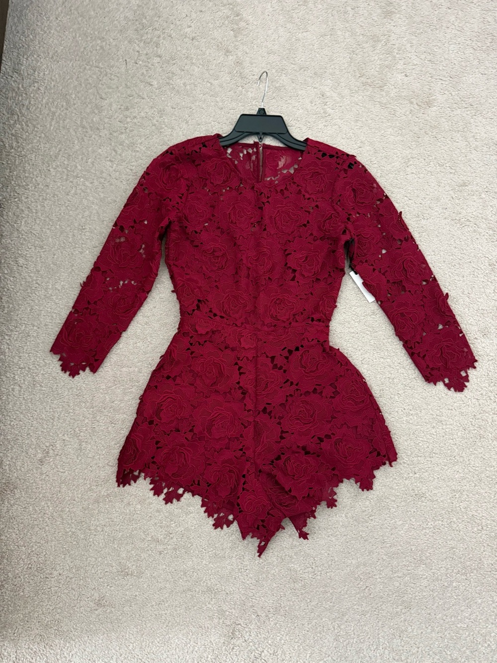 Lovers + Friends Burgundy Lace Romper